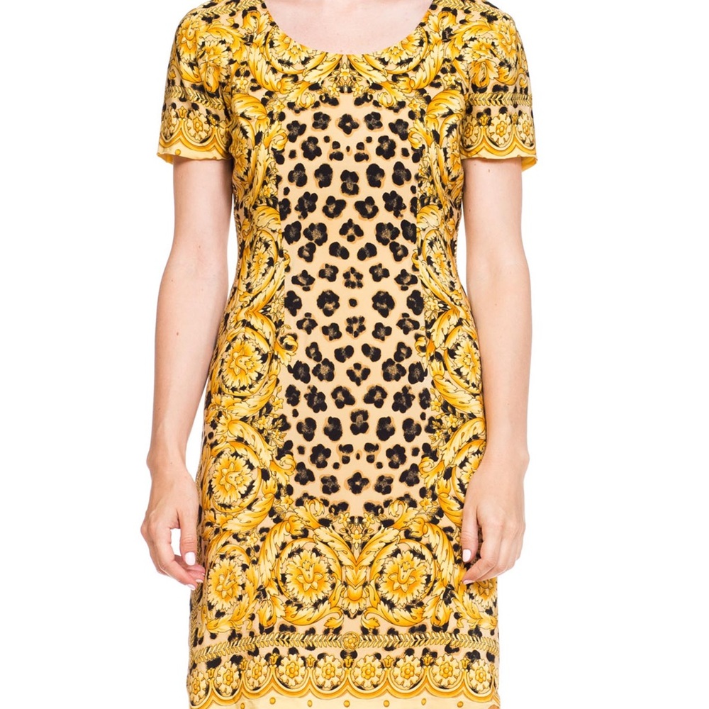 ABS leopard yellow baroque Versace style dress 8